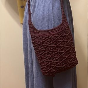 The Sak Gaia Crocheted Bag. Purple. Made from recycled material. 10.5”X 9.75”